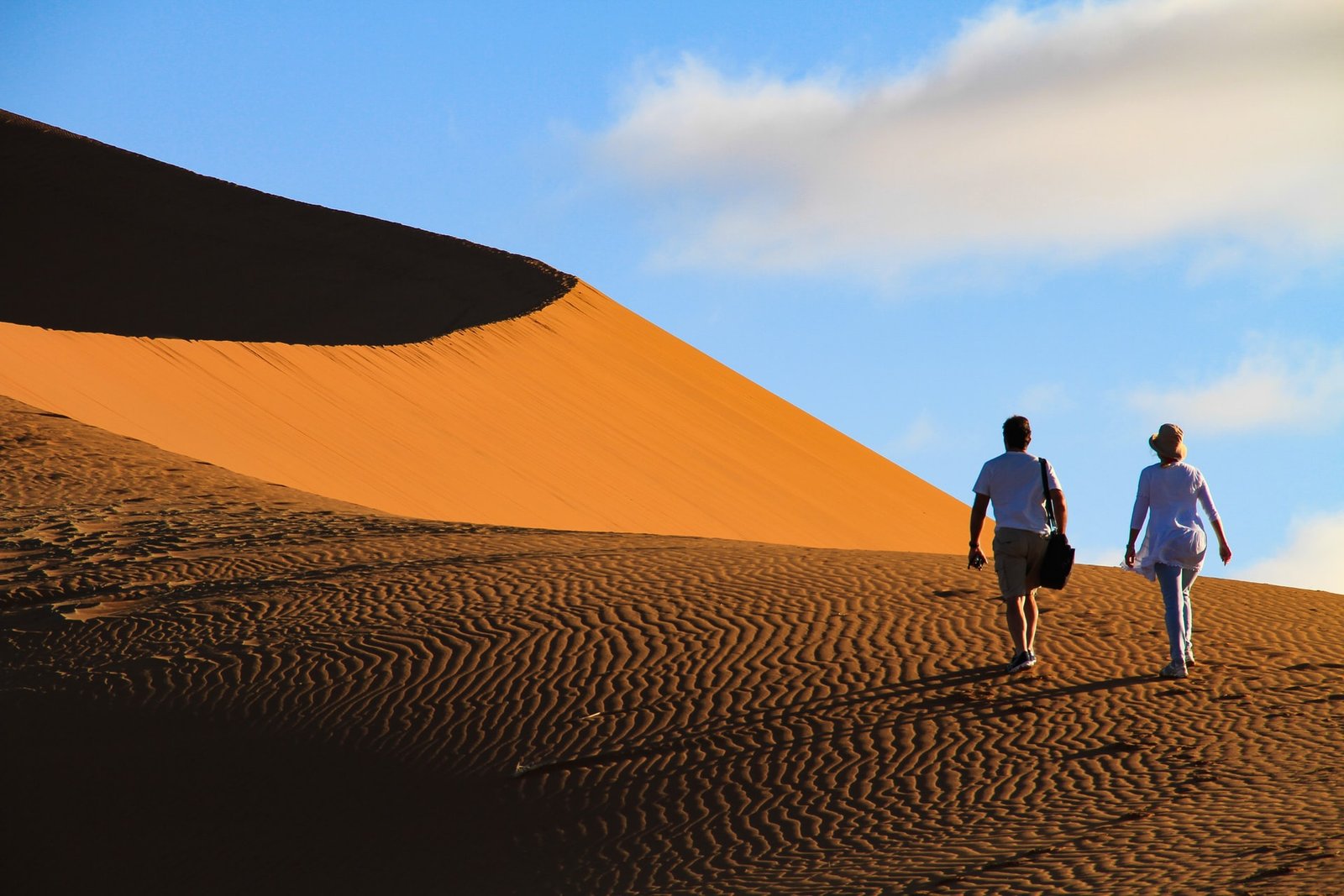 Hiking in the dunes of Merzouga
