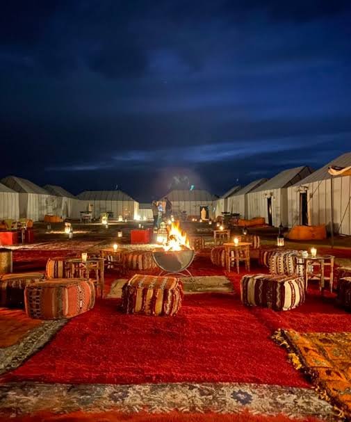 Merzouga camp among the Sahara dunes