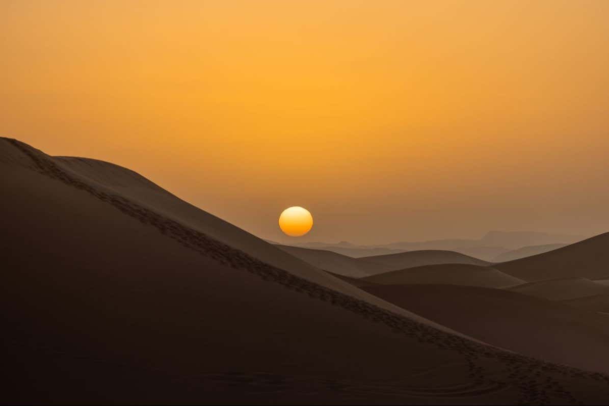 Sunset in the Sahara desert near Merzouga, a favourite photo moment